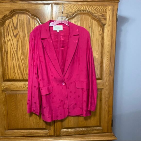 Equipment X Tibitha Simmons Pink Star Print Blazer Jacket Womens Size 6 - Picture 9 of 16